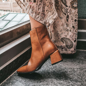 Γυναικείο Ankle Boot Κάμελ Δερματίνη κωδικός:AG+631