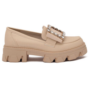 Γυναικείο Loafer Μπεζ Δερματίνη κωδικός:D7890